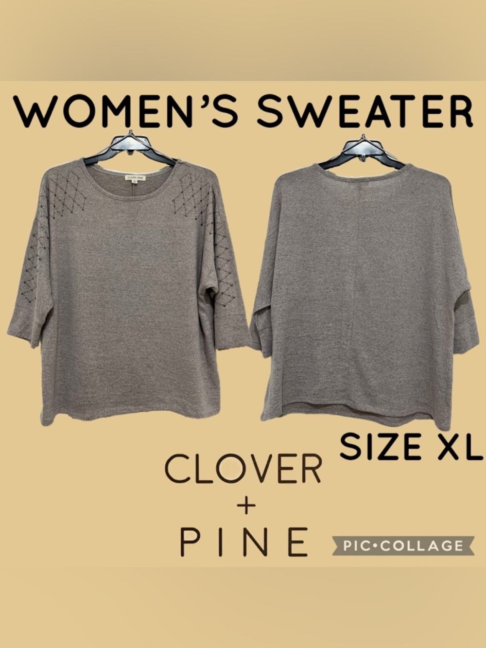 Womens Clothes CLOVER + PINE Rhinestone Embellished Purple Sweater Size XL